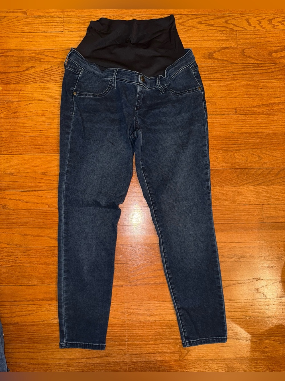 Sonoma Dark Blue Maternity Jeggings with Black Stretch Panel